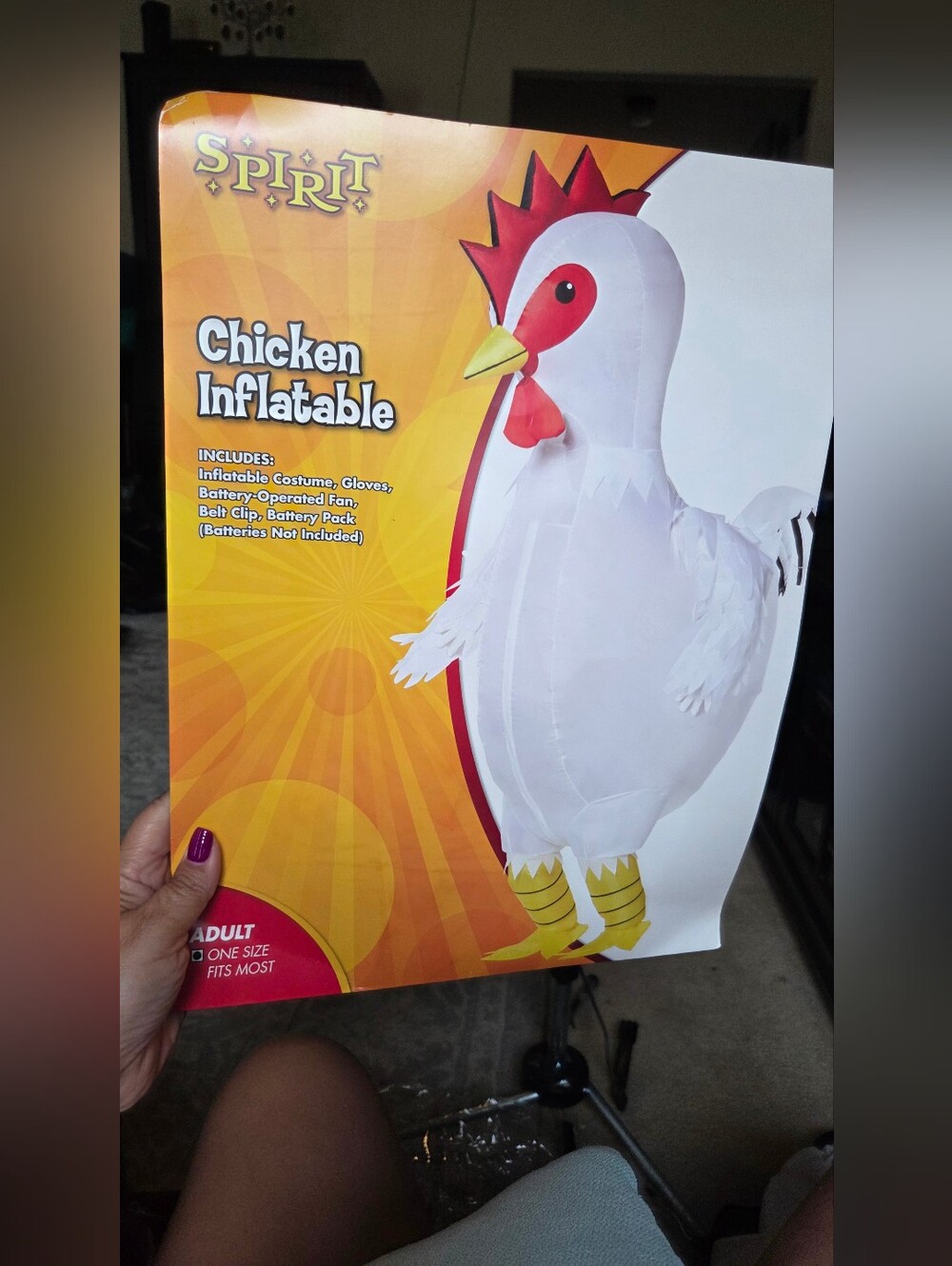 Spirit White Inflatable Chicken Costume with Red Comb and Yellow Beak